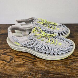 Keen Uneek Sandals Woven Gray/Green Bungee Cord Sandals Women's Size 7.5
